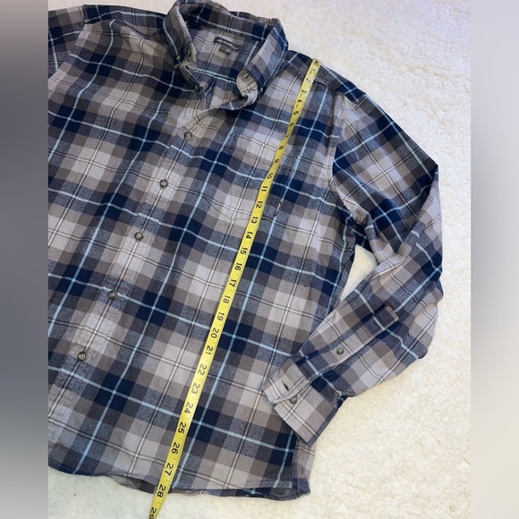 Eddie Bauer Plaid Flannel Button Down Shirt Blue Gray Men’s XL - Picture 4 of 6